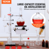 VEVOR Essential Oil Distillation Kit, 500ml Distillation Apparatus, 3.3 Boro Lab Glassware Distillation Kit with 1000W Heating Plate and 24, 40 Joint