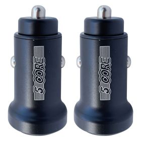 5 Core USB Car Charger Cigarette Lighter Adapter 2Pcs Dual USB Port Adapter 12/24 V Fast Charging - CDKC13 2Pcs