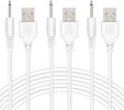 3 Pack Replacement DC Charging Cable 2.5mm with Fast DC USB Charger Cable Cord Adapter Technology for Universal Vibrating Wand Massagers and Toys