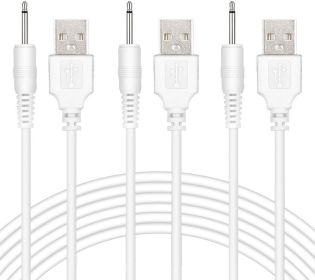 3 Pack Replacement DC Charging Cable 2.5mm with Fast DC USB Charger Cable Cord Adapter Technology for Universal Vibrating Wand Massagers and Toys