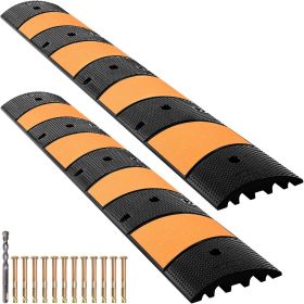VEVOR Rubber Speed Bump, 2 Pack 2 Channel Speed Bump Hump, 72.8" Long Modular Speed Bump Rated 22000 LBS Load Capacity