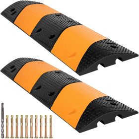 VEVOR Rubber Speed Bump, 2 Pack 2 Channel Speed Bump Hump, 40.2" Long Modular Speed Bump Rated 22000 LBS Load Capacity