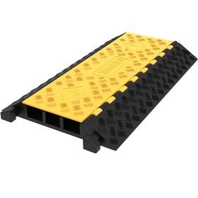 VEVOR 1 Pack of 3-Channel Rubber Cable Protector Ramps Heavy Duty 44000Lbs Load Capacity Cable Wire Cord Cover Ramp Speed Bump Driveway Hose Cable Ram