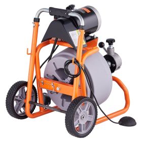 VEVOR Drain Cleaner Machine 75FT x 3/8 Inch Auto Feed with Wheels & 8 Cutters