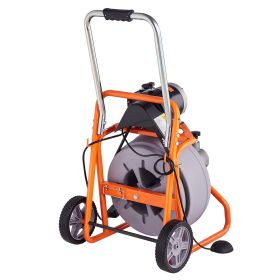 VEVOR Drain Cleaner Machine 75FT x 1/2 Inch Auto Feed with Wheels & 8 Cutters