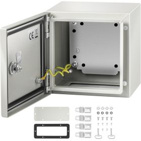 VEVOR NEMA Steel Enclosure, 8 x 8 x 6'' NEMA 4X Steel Electrical Box, IP66 Waterproof & Dustproof, Outdoor / Indoor Electrical Junction Box