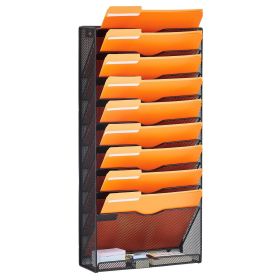 VEVOR Hanging Wall Files Organizer, 10-Tier Vertical Wall File Holder, Metal Wall Mounted Magazine Mail Paper Document Storage Folder
