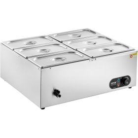 VEVOR Commercial Electric Food Warmer Countertop Buffet 6*5Qt Pan Bain Marie
