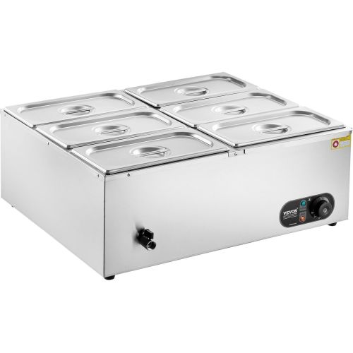 VEVOR Commercial Electric Food Warmer Countertop Buffet 6*5Qt Pan Bain Marie