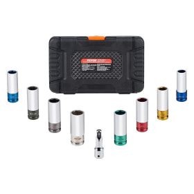 VEVOR Lug Nut Impact Socket Set 1/2 in Drive Metric and SAE 6-Point Deep Socket