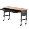VEVOR 60" Workbench on Wheels Adjustable Height Table with Power Outlet & Drawer