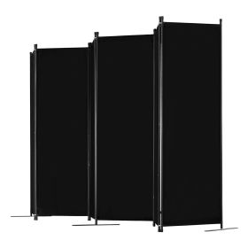 Room Divider 6 Panel Fabric Room Privacy Screen for Office Bedroom Black