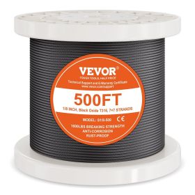 VEVOR T316 Stainless Steel Cable 1/8" 7x7 Steel Wire Rope 500 ft Cable Railing