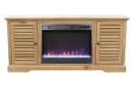 Bridgevine Home Topanga 68 inch Electric Fireplace TV Console for TVs up to 80 inches, Natural Finish