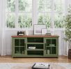 Bridgevine Home Vineyard 67 inch TV Stand Console for TVs up to 80 inches, No Assembly Required, Sage Green and Fruitwood Finish