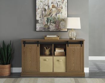 Bridgevine Home Lincoln Farmhouse 60 Inch TV Stand for TVs up to 65 inches, Classic Walnut Finish