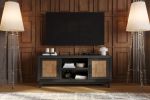 Bridgevine Home Ventura 65 inch TV Stand for TVs up to 75 inches, No Assembly Required, Black and Bourbon Finish