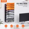 VEVOR Hanging Wall Files Organizer, 10-Tier Vertical Wall File Holder, Metal Wall Mounted Magazine Mail Paper Document Storage Folder