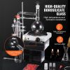 VEVOR Essential Oil Distillation Kit, 500ml Distillation Apparatus, 3.3 Boro Lab Glassware Distillation Kit with 1000W Heating Plate and 24, 40 Joint