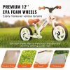 VEVOR Toddler Balance Bike, 12" Carbon Steel Kids Bike with Adjustable Seat & Handlebar, EVA Foam Tires