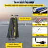 VEVOR Cable Protector Ramp, 4 Packs 2 Channels Speed Bump Hump, Rubber Modular Speed Bump Rated 11000 LBS Load Capacity