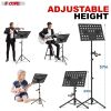 5 Core Music Stand For Sheet Music Height Adjustable Portable Folding Atril Para Partituras w Light Clip for Guitar Players Violinists Cellists Pianis