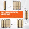 4 Panel Room Divider Hand-Woven Rattan Folding Privacy Screens Brown
