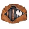 Cow Leather Travel Bag, Large Capacity Handbag for Travel Gym Yoga, Multinational With Shoes Compartment, Brown
