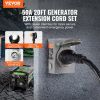 VEVOR 50 Amp Generator Cord and Power Inlet Box Kit, 20FT, NEMA 14-50P/SS2-50R STW 6/3+8/1 AWG Generator Power Cord with Twist Lock Connector