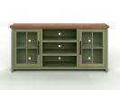Bridgevine Home Vineyard 67 inch TV Stand Console for TVs up to 80 inches, No Assembly Required, Sage Green and Fruitwood Finish