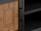 Bridgevine Home Ventura 86 inch TV Stand for TVs up to 95 inches, No Assembly Required, Black and Bourbon Finish