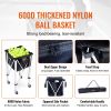 VEVOR Foldable Tennis Ball Hopper, Holds 150 Tennis Balls, Lightweight Aluminum Alloy Tennis Ball Basket Cart with Wheels, Removable Bag, Carry Bag