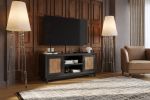 Bridgevine Home Ventura 65 inch TV Stand for TVs up to 75 inches, No Assembly Required, Black and Bourbon Finish