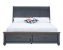 Bridgevine Home Americana King Size Sleigh Bed, Corduroy Blue Finish