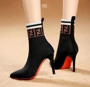 Short leg boots women spring and autumn new single boot sock boots Korean version of street wind high heel fine with all women boots tide (Color: Black, size: 38)