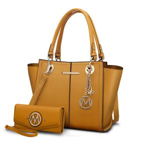 MKF Collection Ivy Vegan Leather Women Tote Bag with wallet by Mia k (Material: Polycarbonate, Color: yellow)