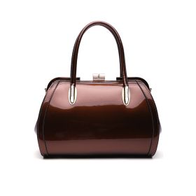 MKF Collection Patent Satchel Handbag by Mia k (Material: Polycarbonate, Color: Bronze)