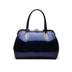 MKF Collection Patent Satchel Handbag by Mia k (Material: Polycarbonate, Color: NAVY)
