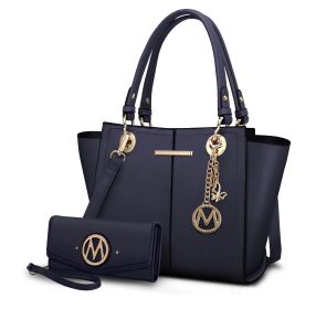 MKF Collection Ivy Vegan Leather Women Tote Bag with wallet by Mia k (Material: Polycarbonate, Color: NAVY)