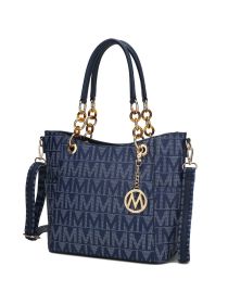 MKF Collection Kissaten Milan M Signature Tote Handbag by Mia k (Material: Polycarbonate, Color: NAVY)
