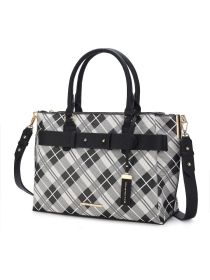 MKF Collection Coleen Vegan Leather Women Plaid Satchel Bag by Mia k (Material: Polycarbonate, Color: Black)