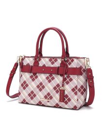 MKF Collection Coleen Vegan Leather Women Plaid Satchel Bag by Mia k (Material: Polycarbonate, Color: Red)