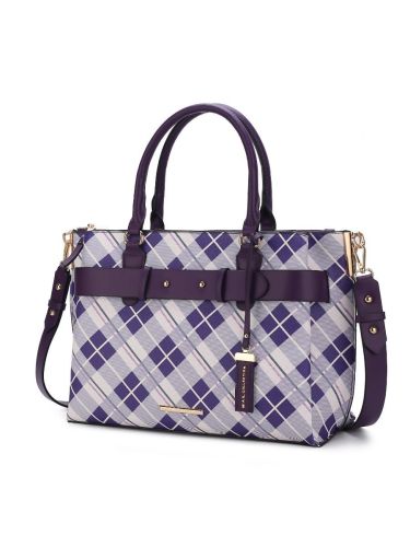 MKF Collection Coleen Vegan Leather Women Plaid Satchel Bag by Mia k