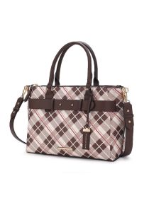 MKF Collection Coleen Vegan Leather Women Plaid Satchel Bag by Mia k (Material: Polycarbonate, Color: Coffee)