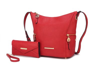 MKF Collection Lux Hobo Bag with Wallet by Mia K (Material: Vegan Leather, Color: Red)