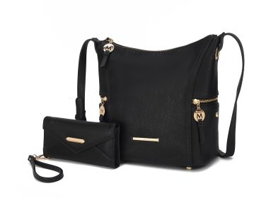MKF Collection Lux Hobo Bag with Wallet by Mia K (Material: Vegan Leather, Color: Black)