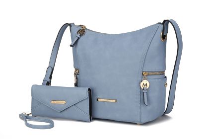 MKF Collection Lux Hobo Bag with Wallet by Mia K (Material: Vegan Leather, Color: Denim)