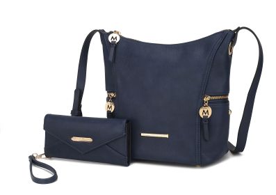 MKF Collection Lux Hobo Bag with Wallet by Mia K (Material: Vegan Leather, Color: NAVY)