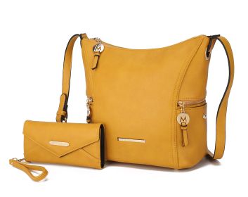MKF Collection Lux Hobo Bag with Wallet by Mia K (Material: Vegan Leather, Color: Mustard)