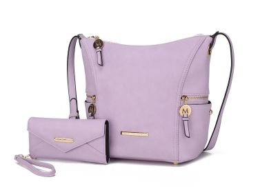 MKF Collection Lux Hobo Bag with Wallet by Mia K (Material: Vegan Leather, Color: Lilac)